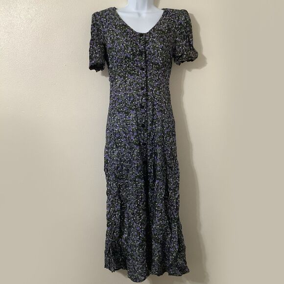 Vintage 90s Grunge Dark Romantic Feminine Witchy Cottagecore Prairie Dress S - Picture 1 of 7